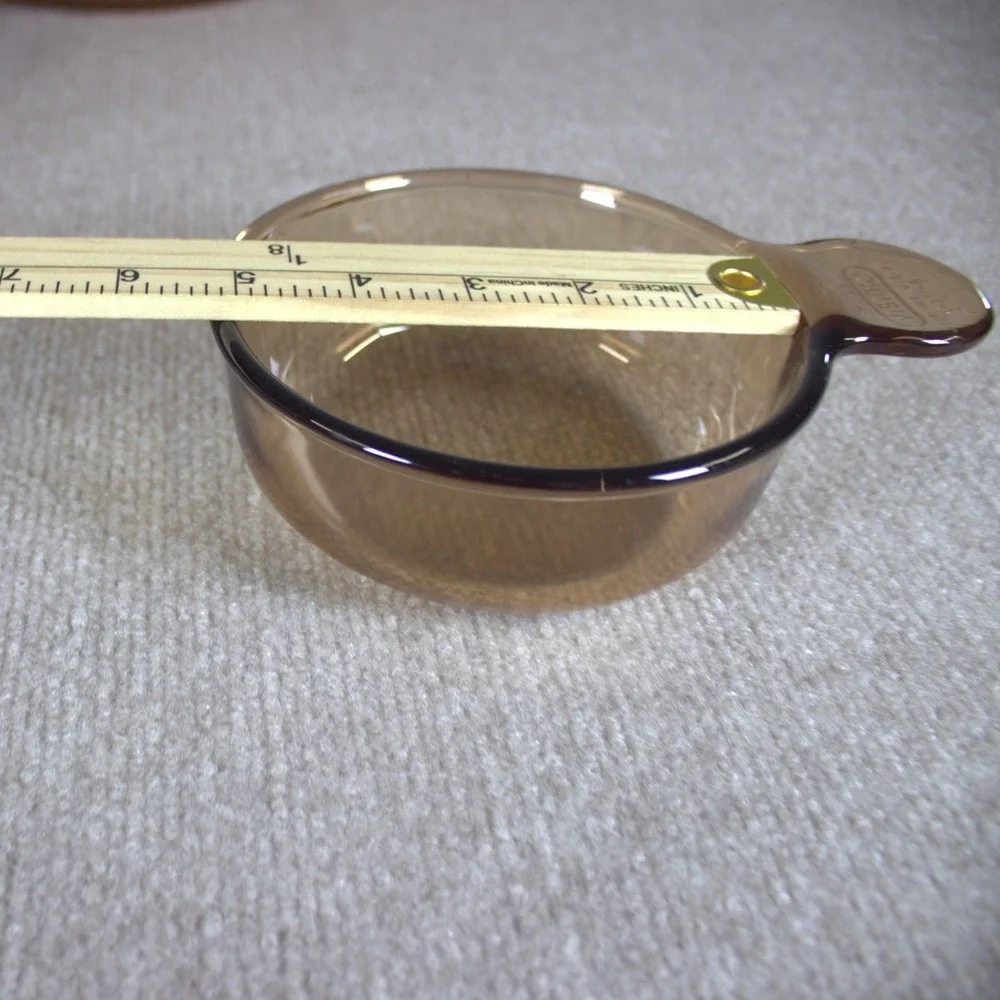 Visions by Corning Amber Glass Cookware Set Pot Pan Skillet 6 Piece Lot USA